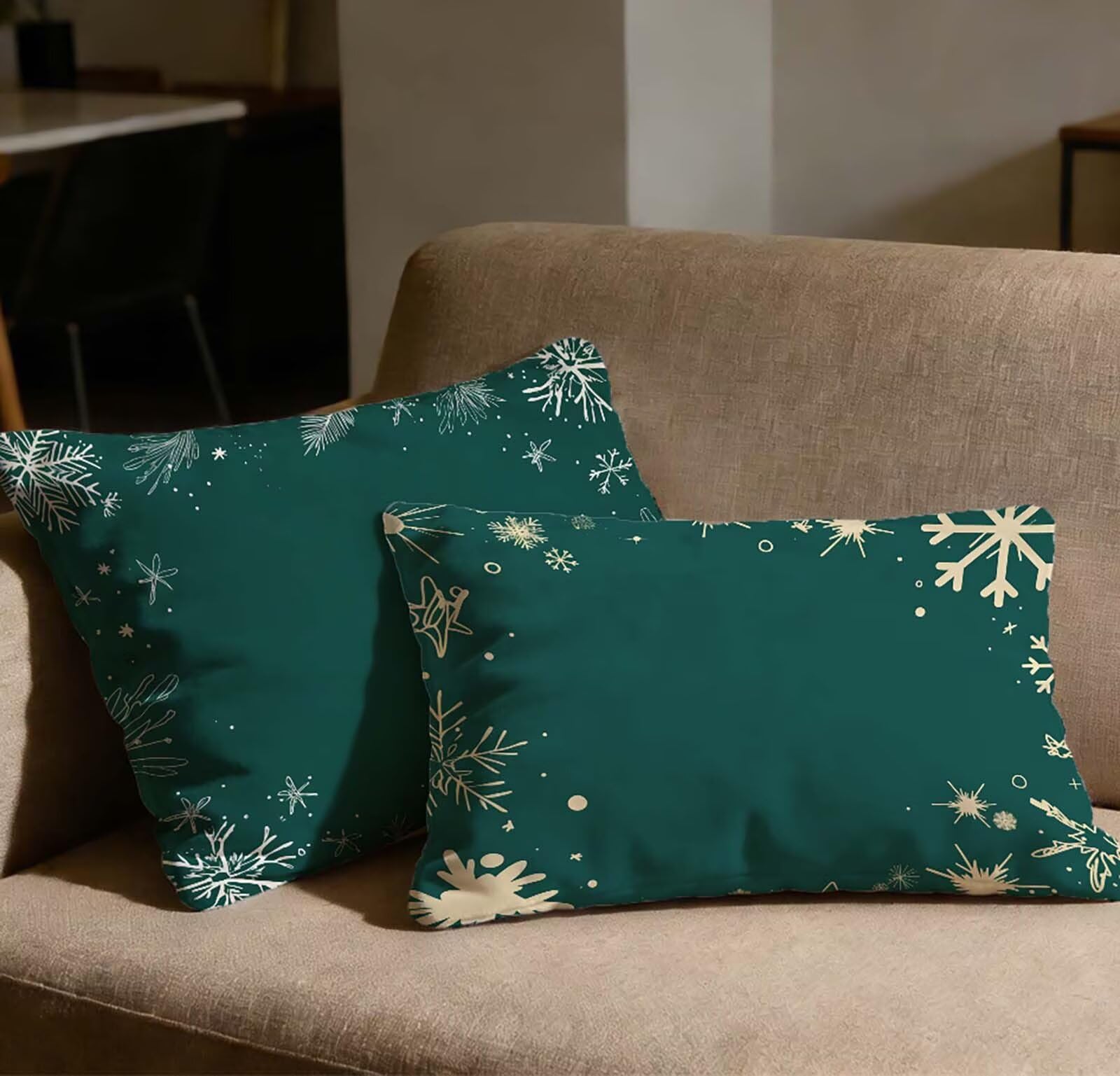 Taie oreiller 80x100 housse de coussin vert velours rectangulaire hiver avec fermeture éclair