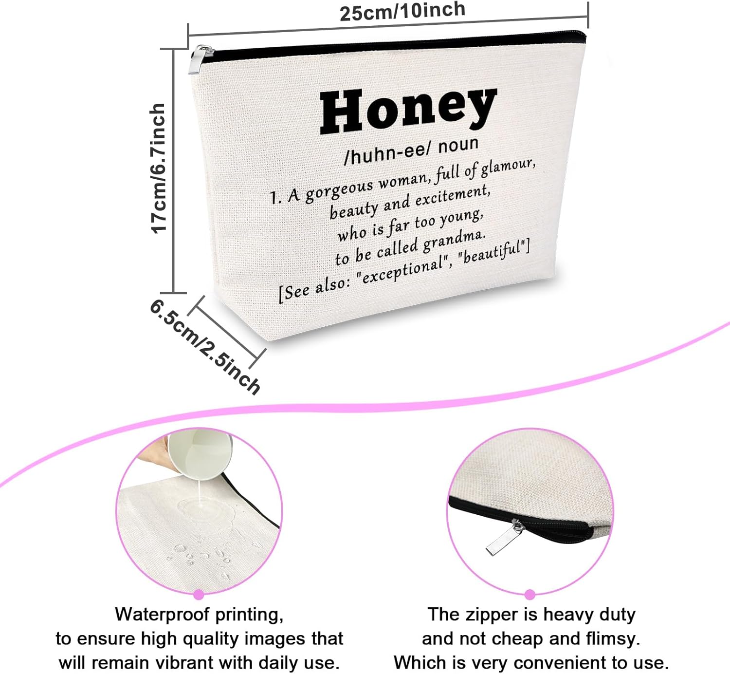 Grandma Makeup Bag Grandmother Gift from Granddaughter Grandson Mothers Day Presents for Nana Christmas Valentines Presents for Grandma Cosmetic Bag Thanksgiving Birthday Gifts Zipper Travel Pouch - Image 2