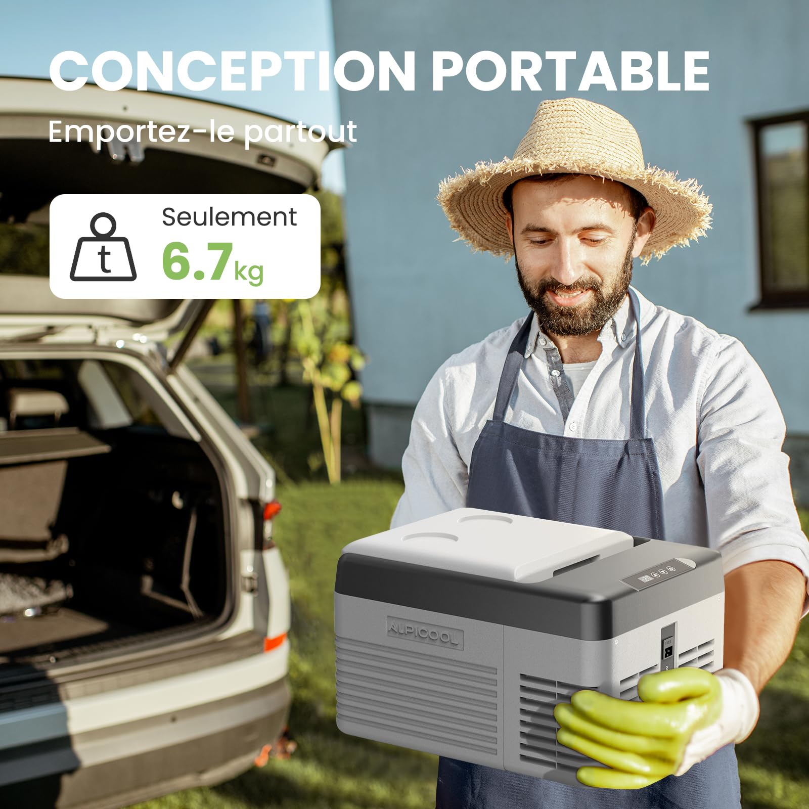 Alpicool CL9 Réfrigérateur de Voiture 9L, Portable Glacière à Compression Neuve 2026, 12V/24V Réfrigérateur Frigo Voiture pour Camion, Camping, RV, Voyage en Voiture, Pique-Nique, -20℃-20℃