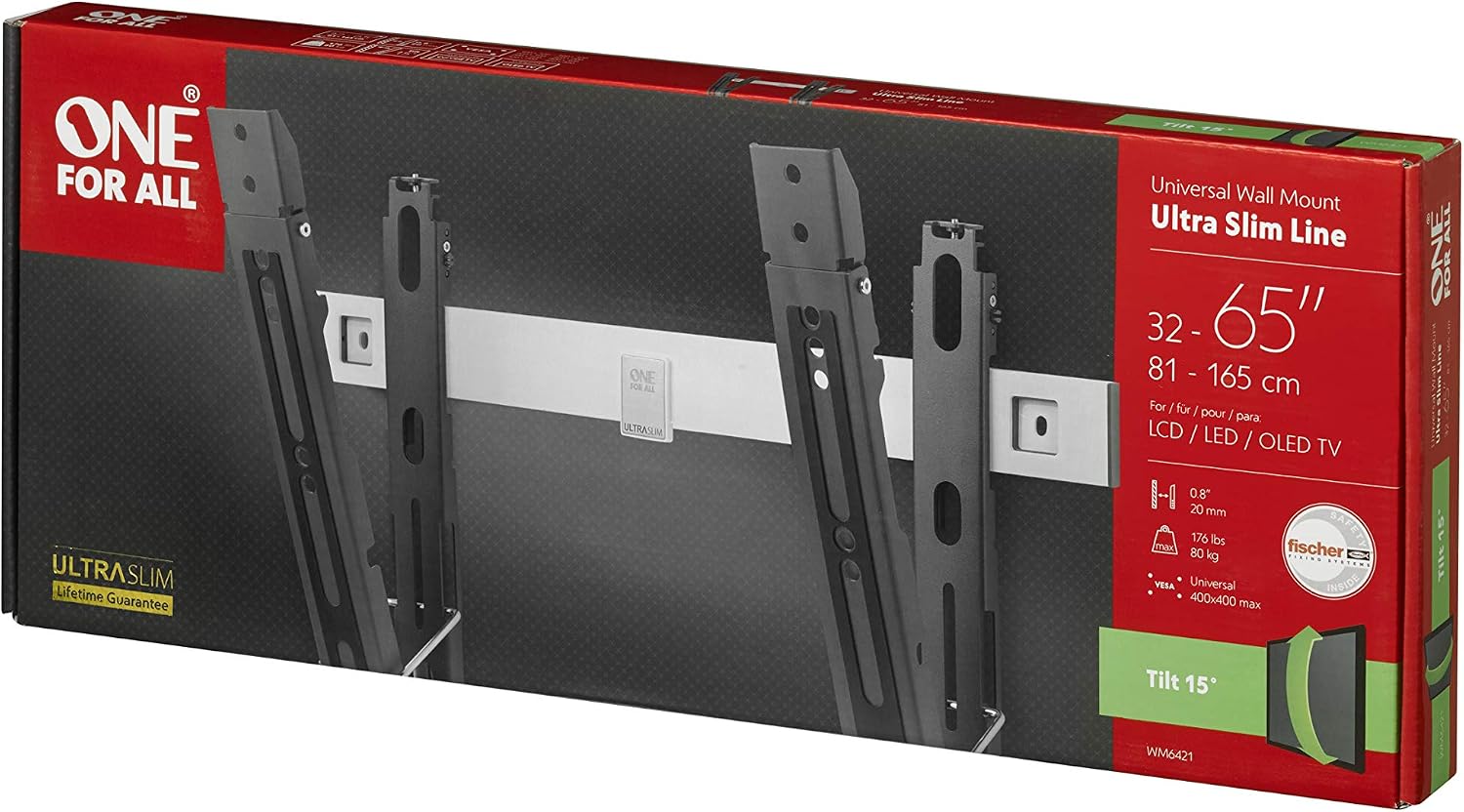 Review Discount One For All Ultra Slim TV Wall Bracket Mount – Screen Size 32-65 Inch - for All Types of TVs – Max Weight 80kgs – VESA 100x100 to 400x400 – Black White– WM6421