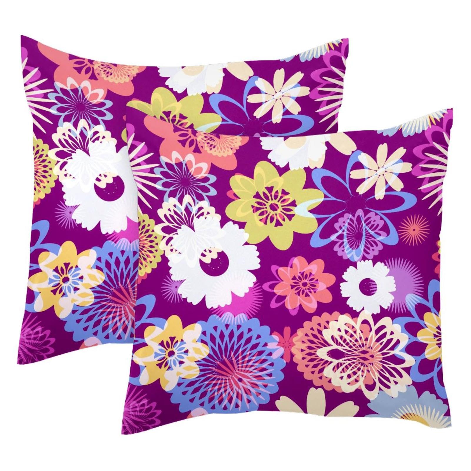 Housse de coussin floral velours 50x50 lot de 2 amovible pour masquer vieux coussins