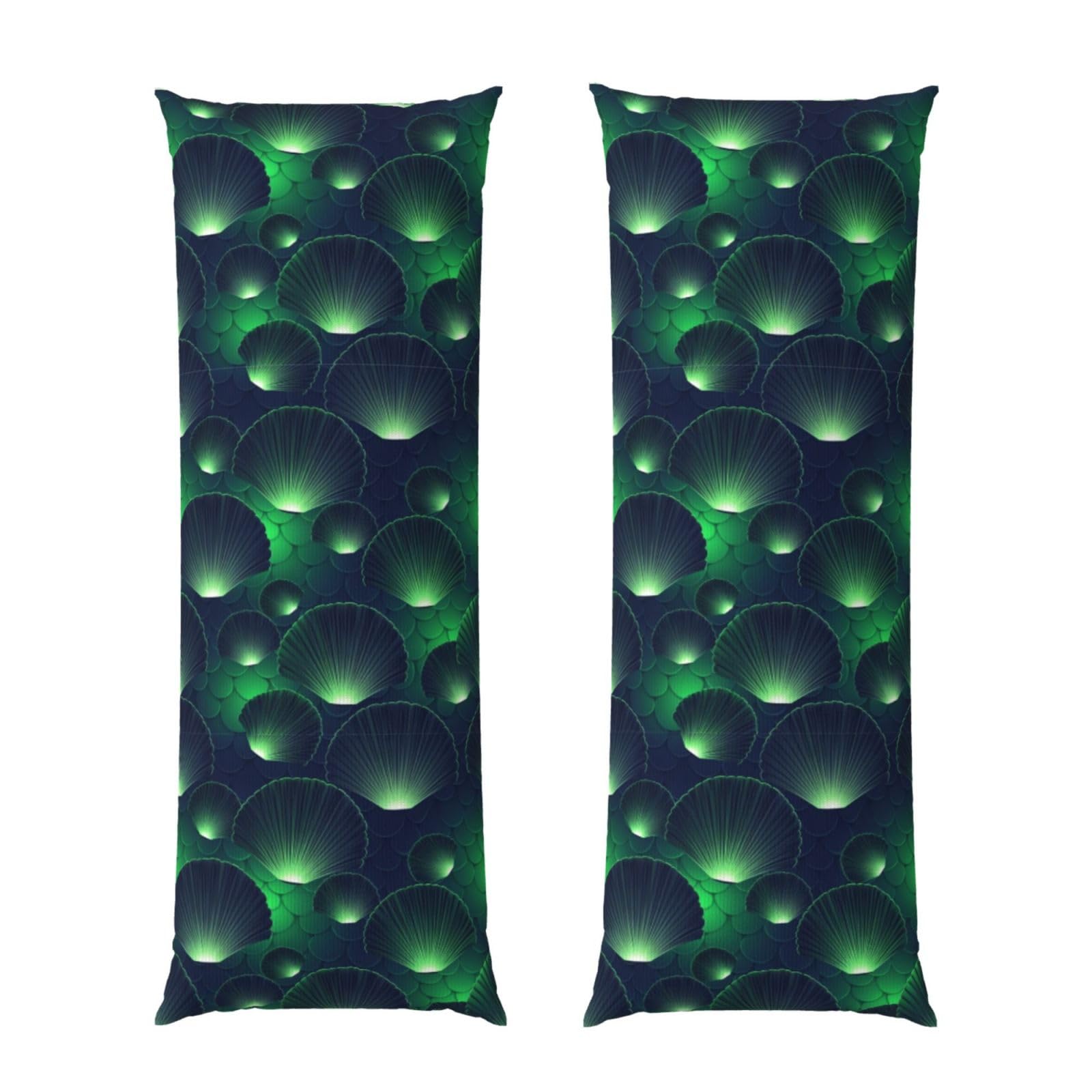 Body Pillow Protector Cover 20x60 Green Scales Mermaid Dragon, Soft Microfiber Pillowcase with Zipper, Wrinkle Shrinkage Resistant, for Bed Couch Sleeping