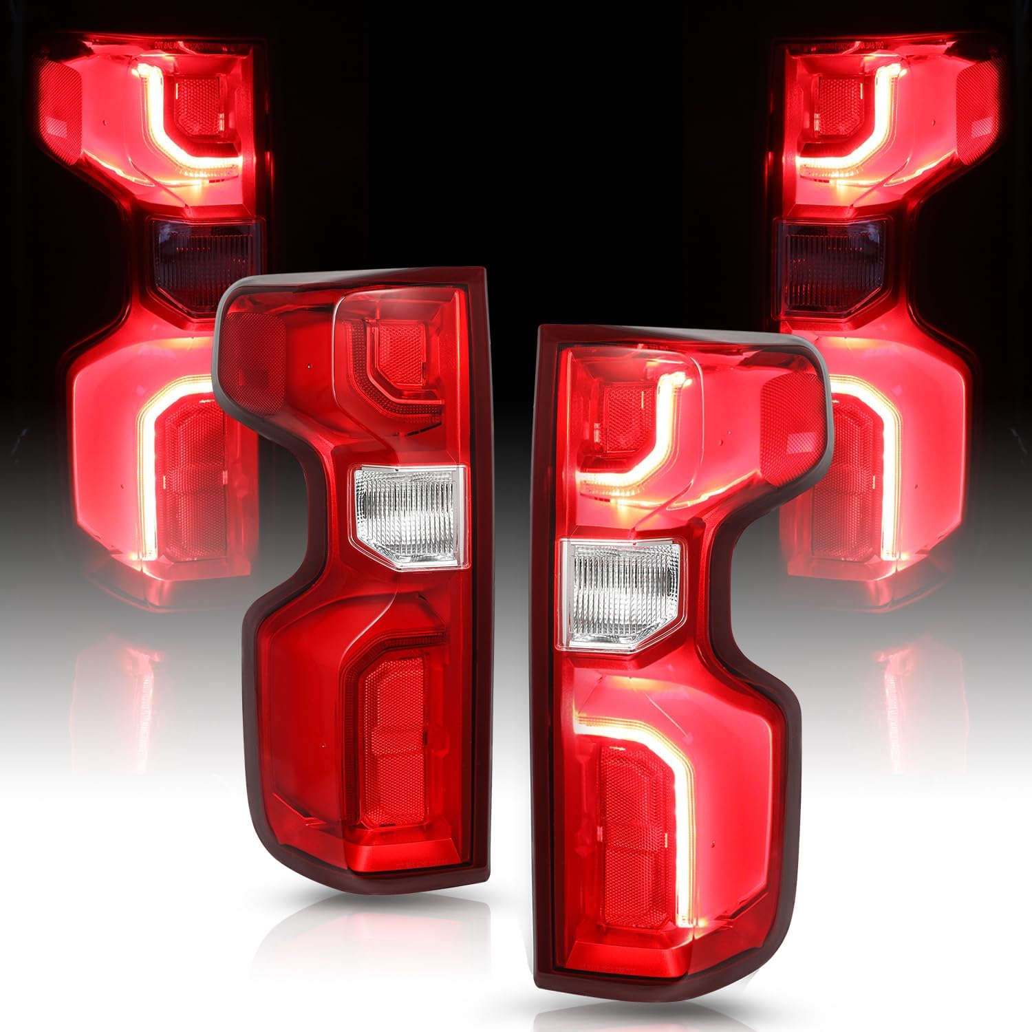LED Tail Light Assembly Compatible With 2019 2020 2021 2022 2023 Chevy Silverado 1500 Taillights Brake Rear Lamp with Bulb and Harness Left Driver Side