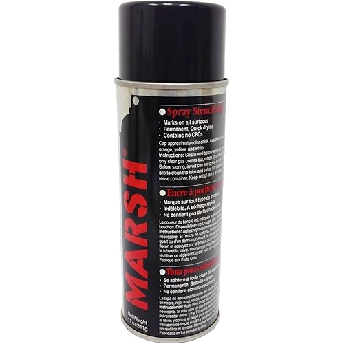 MARSH - 30395 Stencil Ink, 14 fl oz Spray Can, Black (Net weight 11 fl oz)