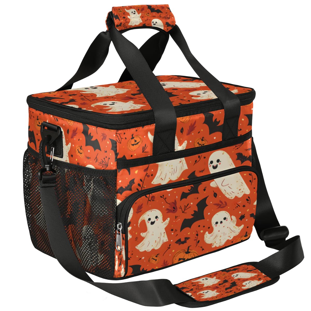 Insulated Picnic Backpack Lunch Box for Women Men Picnic Basket Tote Lunch Bag Picnic Bag Portable Lunch Bags for Picnic, Beach, Work, Trip,Office, Camp Halloween Ghost Bat