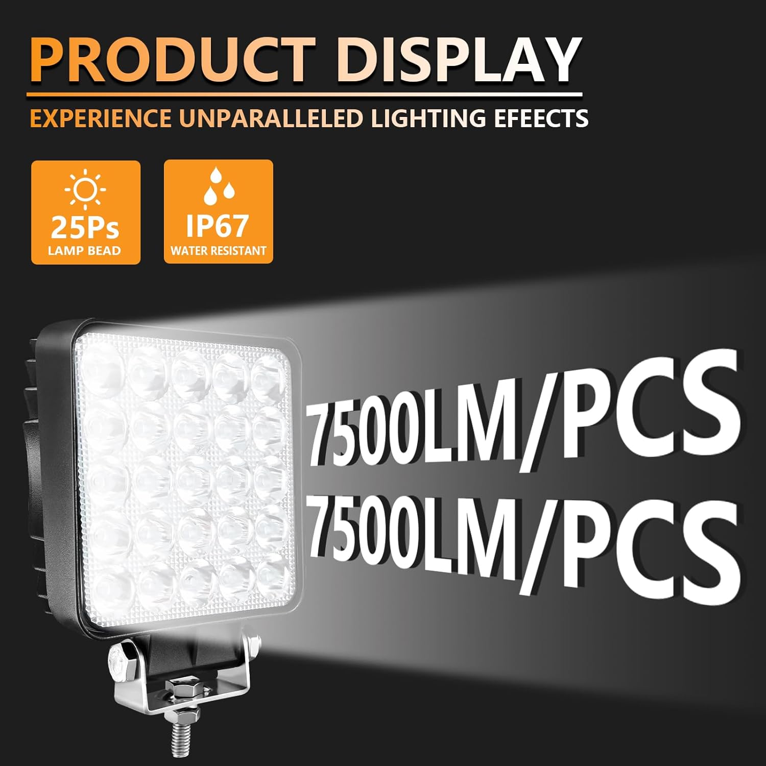 LED Work Lights for Truck Tractor, 4 Inch Square LED Light Pods 75W 7000lm Cube Waterproof LED Off-Road Light Bar for Car Boat ATV UTV RV Golf Cart Lawn Mower 12V 24V, 10Pack