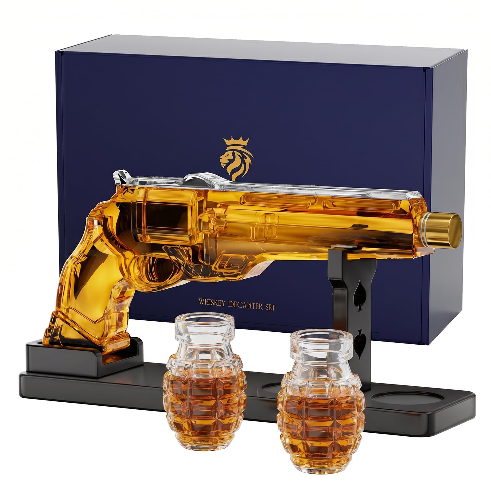 Kollea Novelty Whiskey Decanter Gift Set with 2 Grenade Glasses