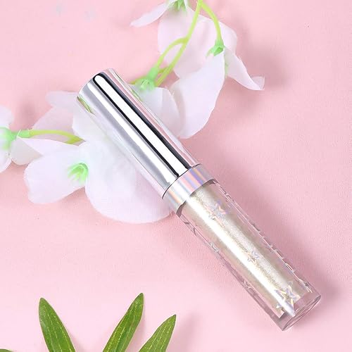 Miniatura 3 de Lurrose Sombra de ojos con purpurina de metal pesado, luces hipnóticas, delineador de ojos con purpurina líquida, color blanco cremoso, de larga