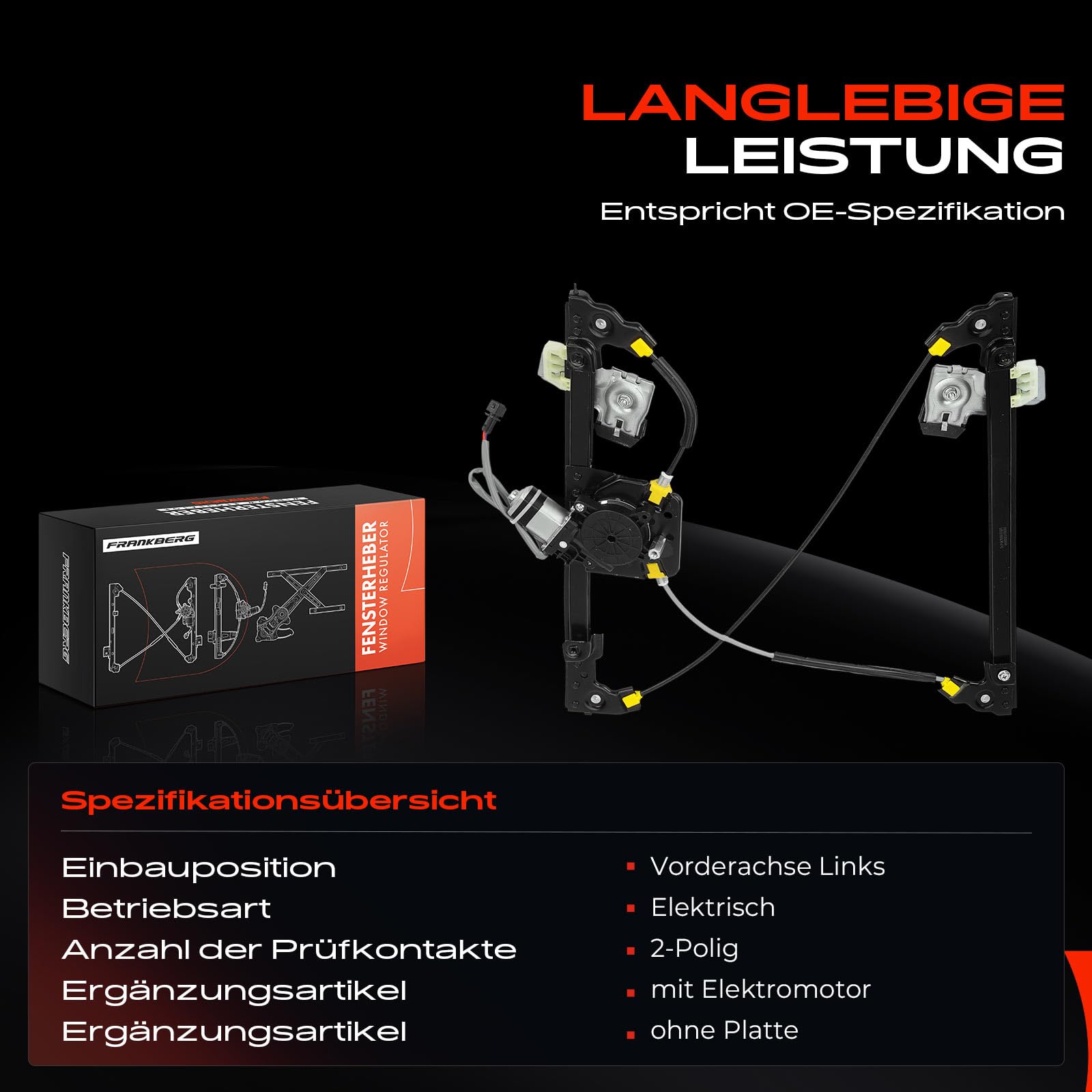 Frankberg Fensterheber Elektrisch Mit Motor Vorne Links 2-Polig