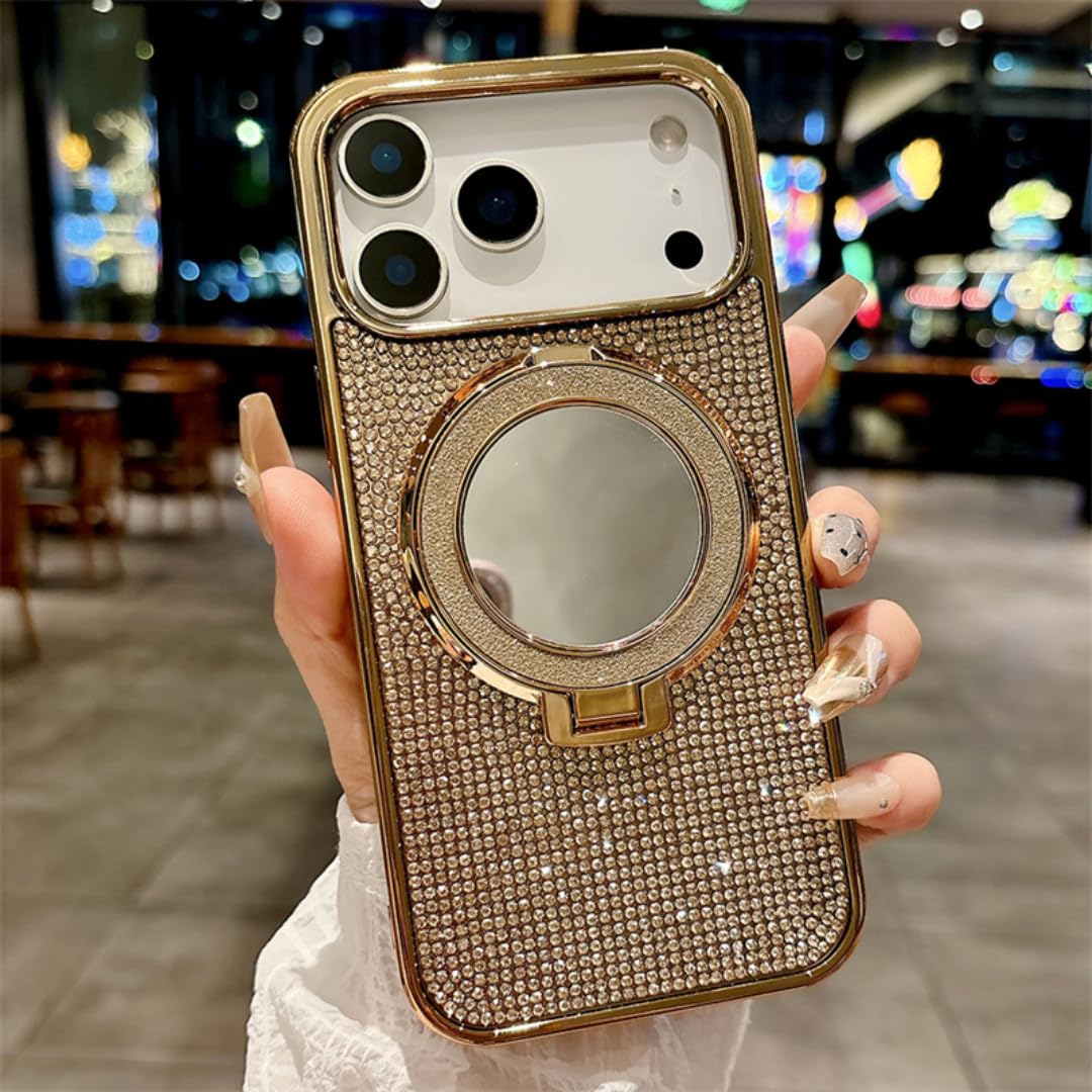 Coque miroir iPhone 13 Pro diamant pailleté avec support invisible robuste - 8