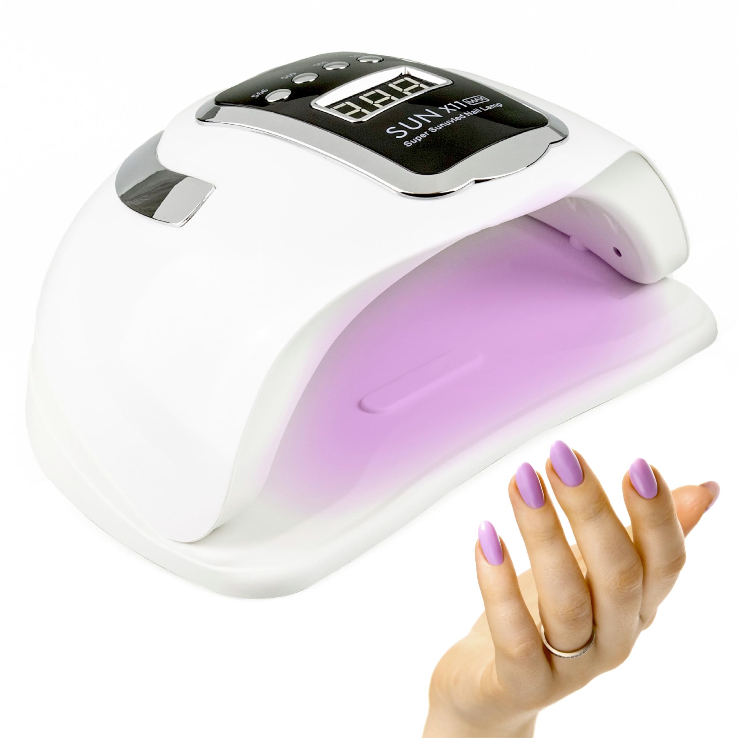 Lampada Uv Led Unghie - 5 Timer, Display, 45 Led, Sensore, 48W/220W - Fornetto Unghie Semipermanente, Professionale e Portatile - Lampada Led Unghie x Nail Art, Smalto Gel, Acrygel, Polygel