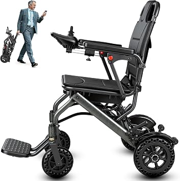 Electric Wheelchairs for Adults, 30 lbs Lightweight Foldable Power Chair | TSA Airline Approved, 15 Miles Range, 220lbs Capacity, Dual 180W Motors, Compact Narrow Folding Motorized Wheelchair