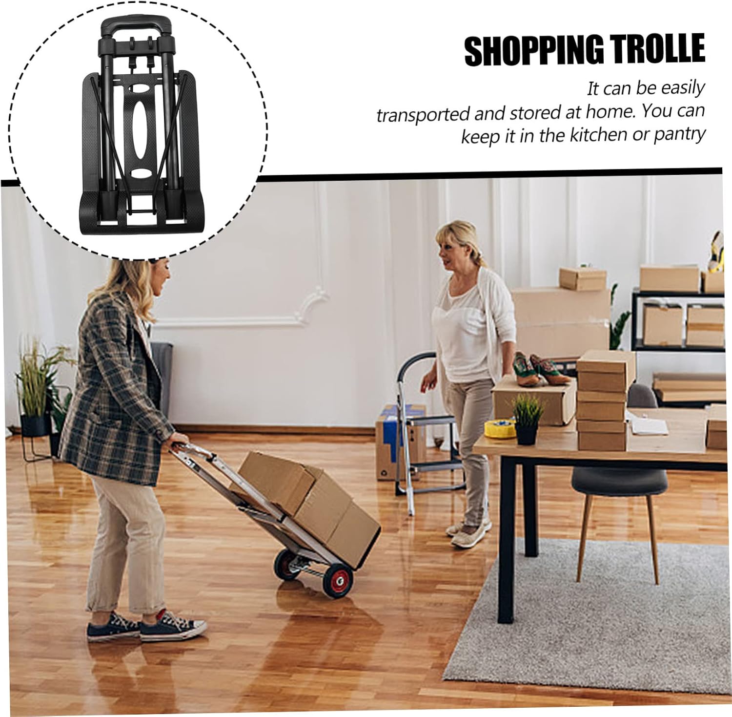 Folding Baggage Cart with Wheels Compact Pulling Trolley for Shopping and Groceries Lightweight and Portable Design Easy to Store at Home for Market and Daily Use