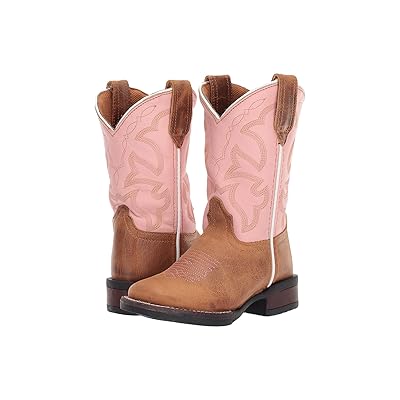Roper Kids Monterey (Toddler/Little Kid) Girls Shoes Tan Burnished Vamp/Light Pink Shaft