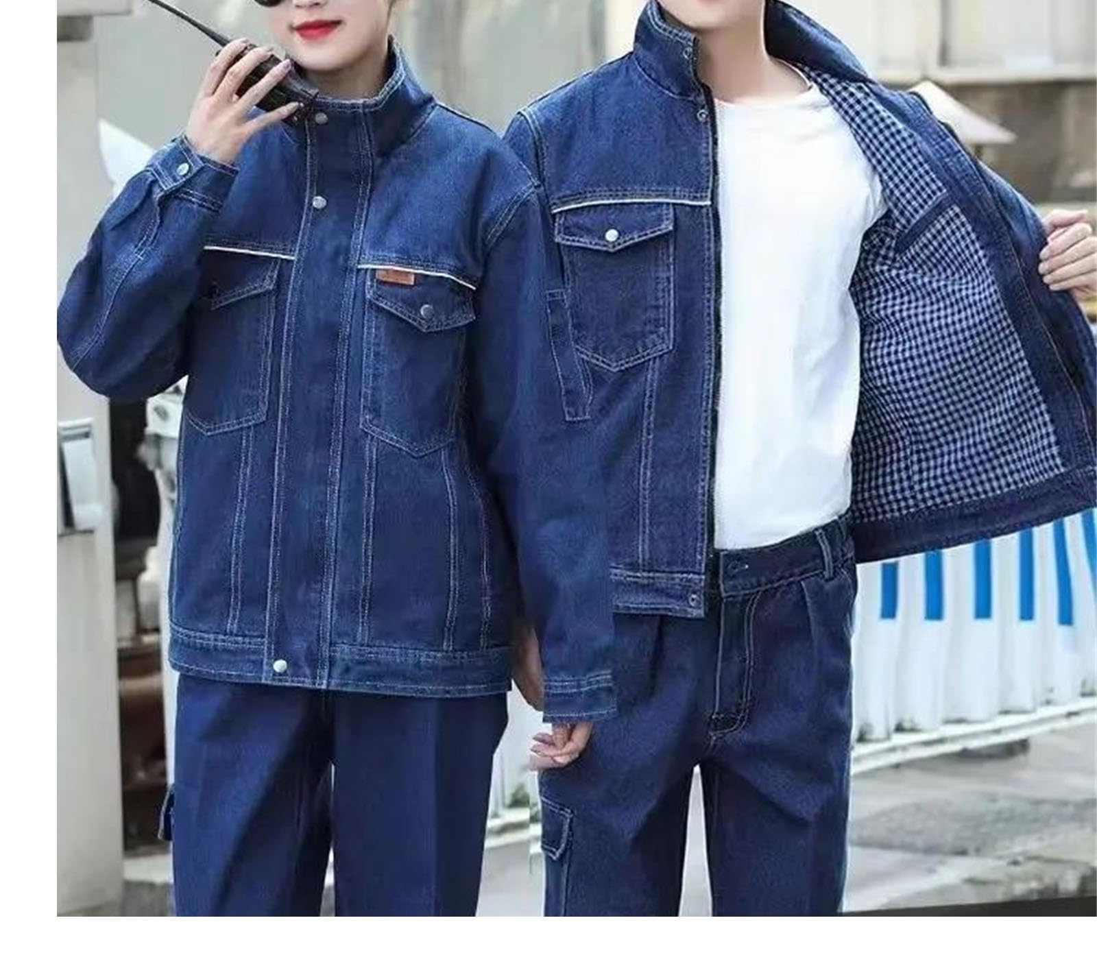 Conjunto de chaqueta vaquera bordada para hombre y jeans sueltos, atuendo casual para primavera, otoño, hip hop, estilo callejero