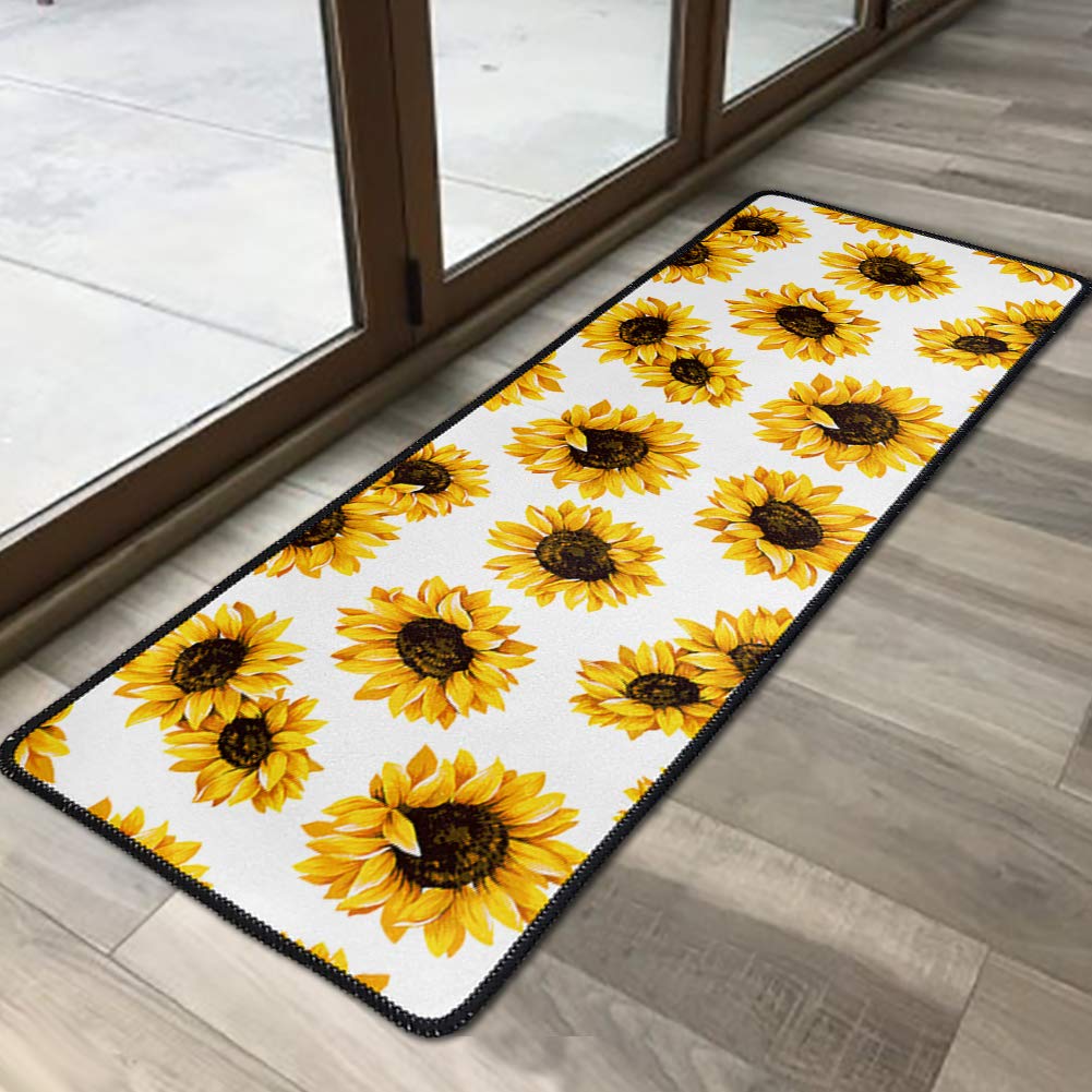 HUGS IDEA Lot de 2 paillasson de bienvenue pour intérieur et extérieur Blanc tournesol