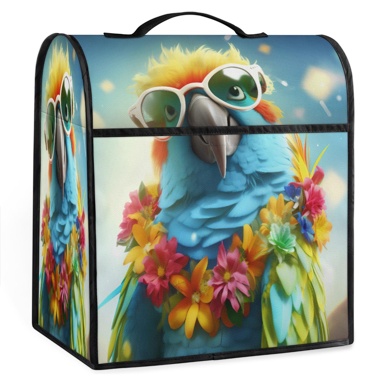 Coffee Maker Cover Parrot Flower Kitchen Appliance Covers Small Appliance Covers Blender Cover Juicer Cover Dust Covers for Kitchen Appliances with Top Handle and Pockets,Washable,B746