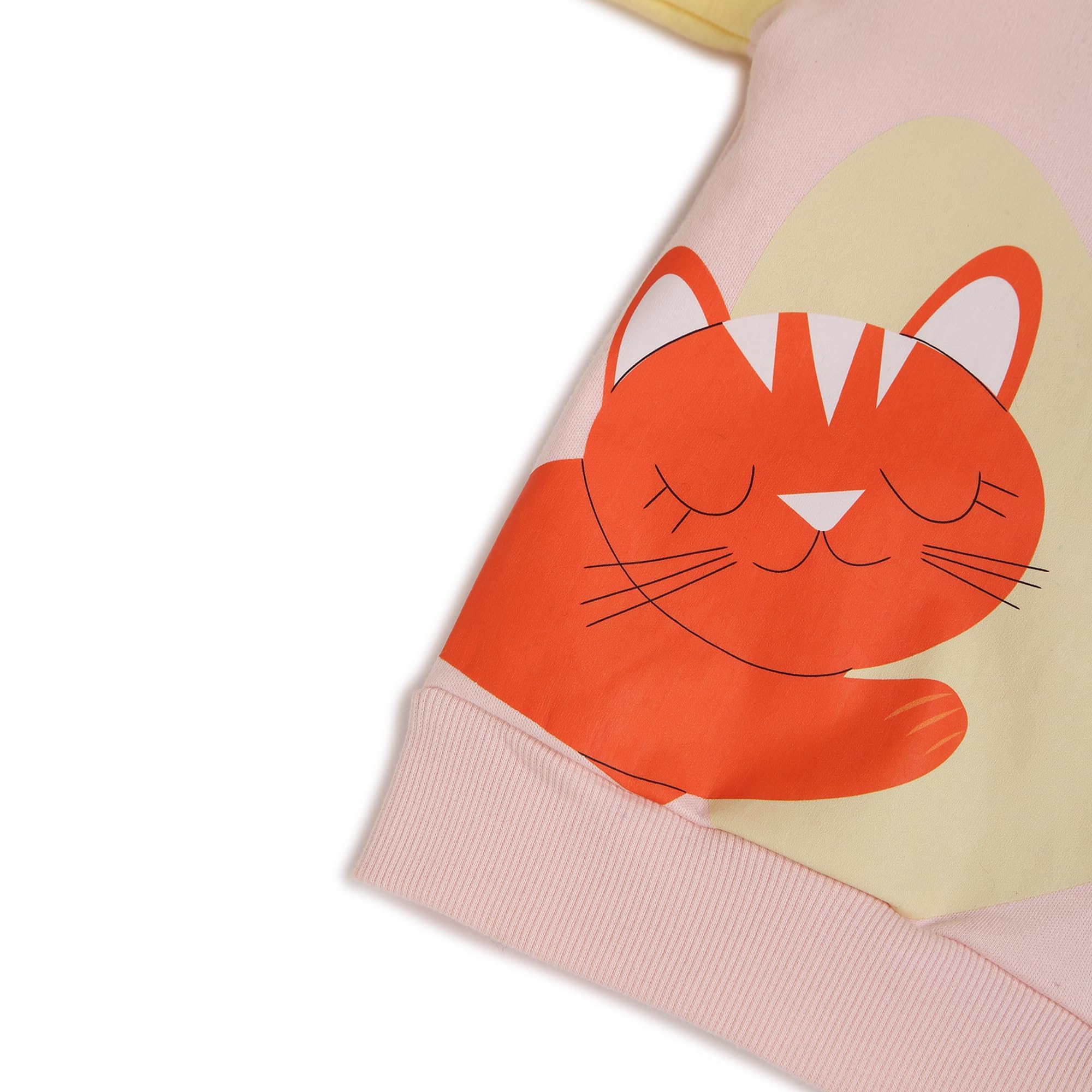 Bontots Organic Cotton Baby Sweatshirt - Meow Magic - Soft & Cozy - Pink/Yellow (2-3Y) 3