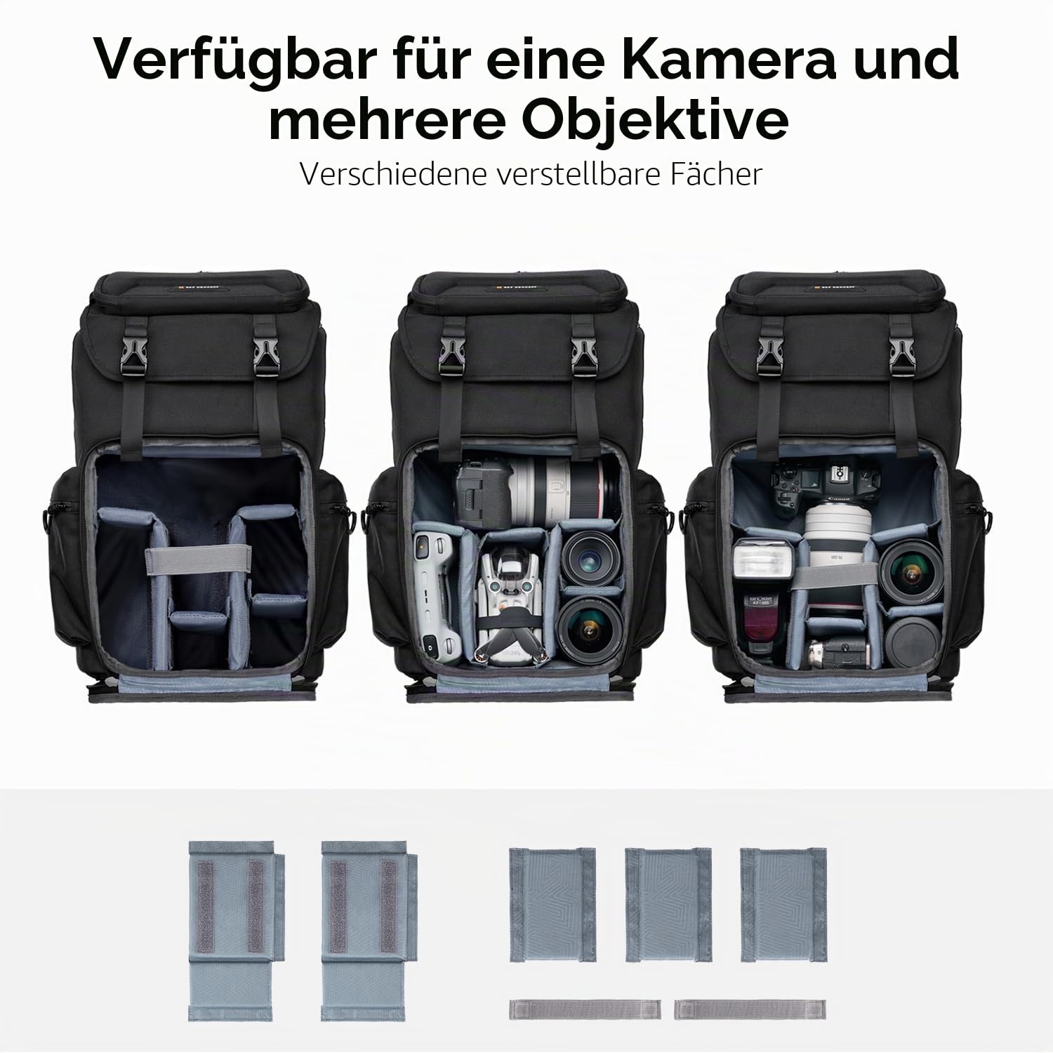K&F CONCEPT Kameratasche für Fotografen, Reisetasche für Stativ, Kameraobjektiv, Zubehör mit Laptopfach und Regenschutz, wasserdichte, multifunktionale Kamerataschen für DSLR-Kameras