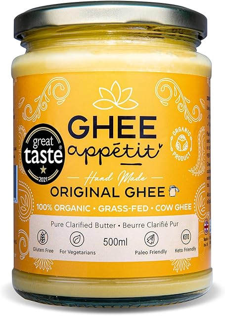 Ghee Appétit Organic Ghee 500 ml I Certified Organic I Free Range Grass Fed Ghee I Ghee Butter I Vegetarian I Ayurveda Ghee Recipe I Pure Clarified Butter I Artisan Ghee