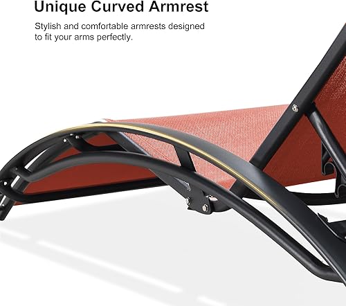 Miniatura 4 de PURPLE LEAF Juego de tumbona para patio, sillón al aire libre, playa, piscina, tumbona para tomar el sol, tumbona reclinable, sillas de bronceado