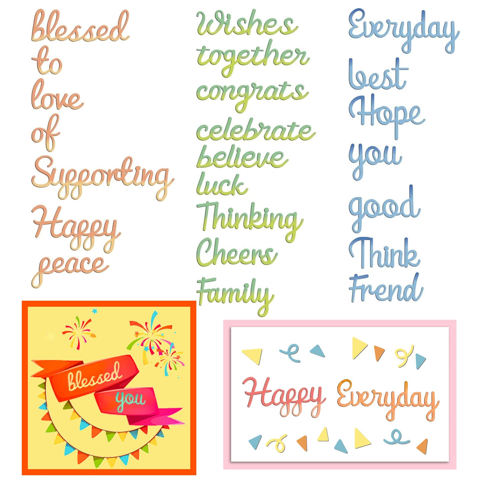 INFUNLY 27 Pcs Langues Quotidiennes Découpe Mots Métal