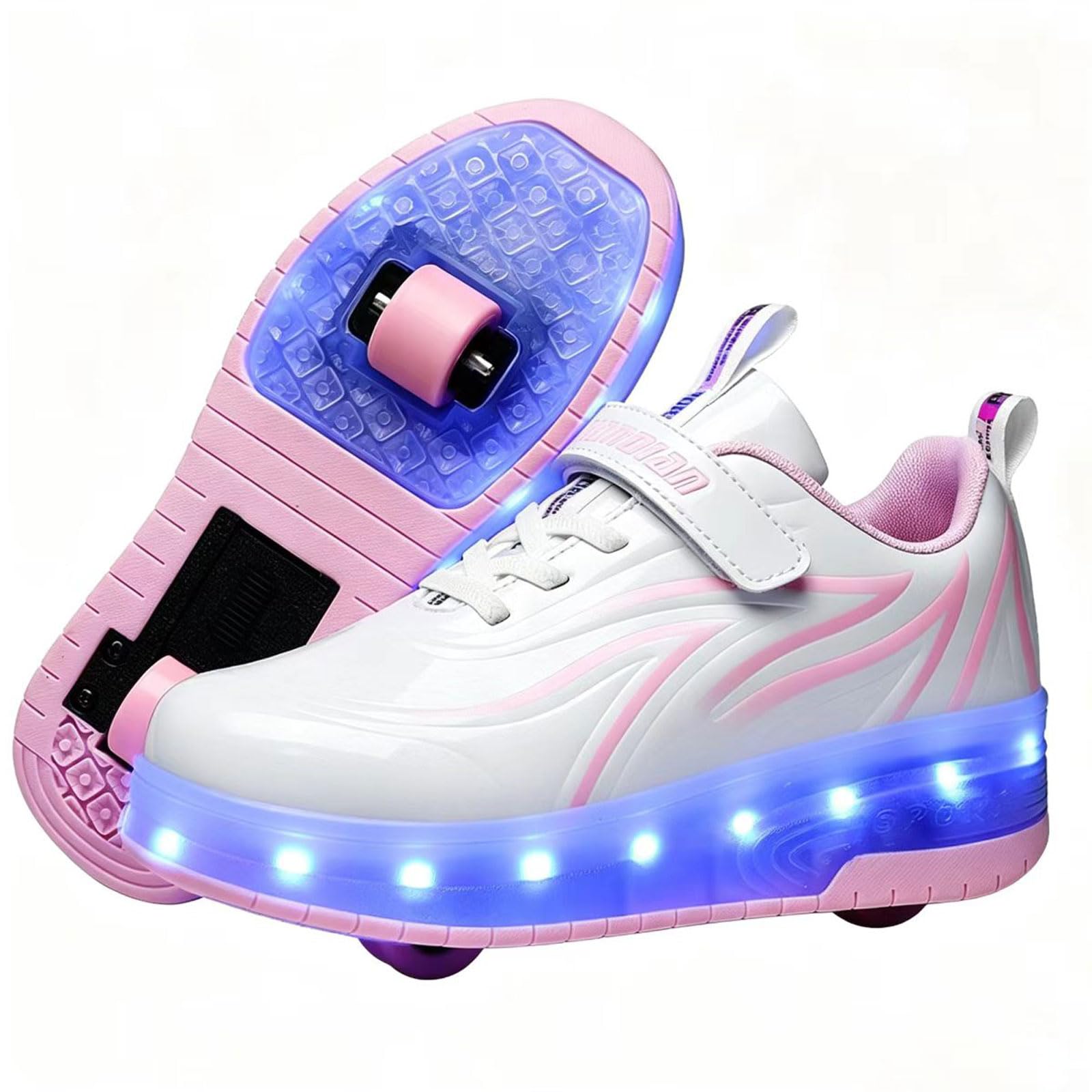 Sneakersy na kółkach, buty dla chłopców i dziewcząt, outdoorowe trampki z kółkami, buty do jazdy na deskorolce, dziecięce trampki 2 w 1, trampki z 2 kółkami, do chodzenia, fitnessu