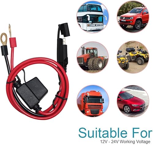 Miniatura 4 de SPARKING Conjunto de terminales de anillo de conexión rápidadesconexión del arnés de terminal SAE de 2 pies, fusible de 10 A (2 pies)