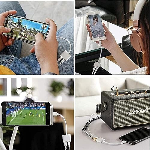 Miniatura 4 de Paquete de 2 adaptadores de conector de auriculares Lightning a 0.138 in con certificación MFi de Apple para iPhone Dongle 2 en 1 cargador y