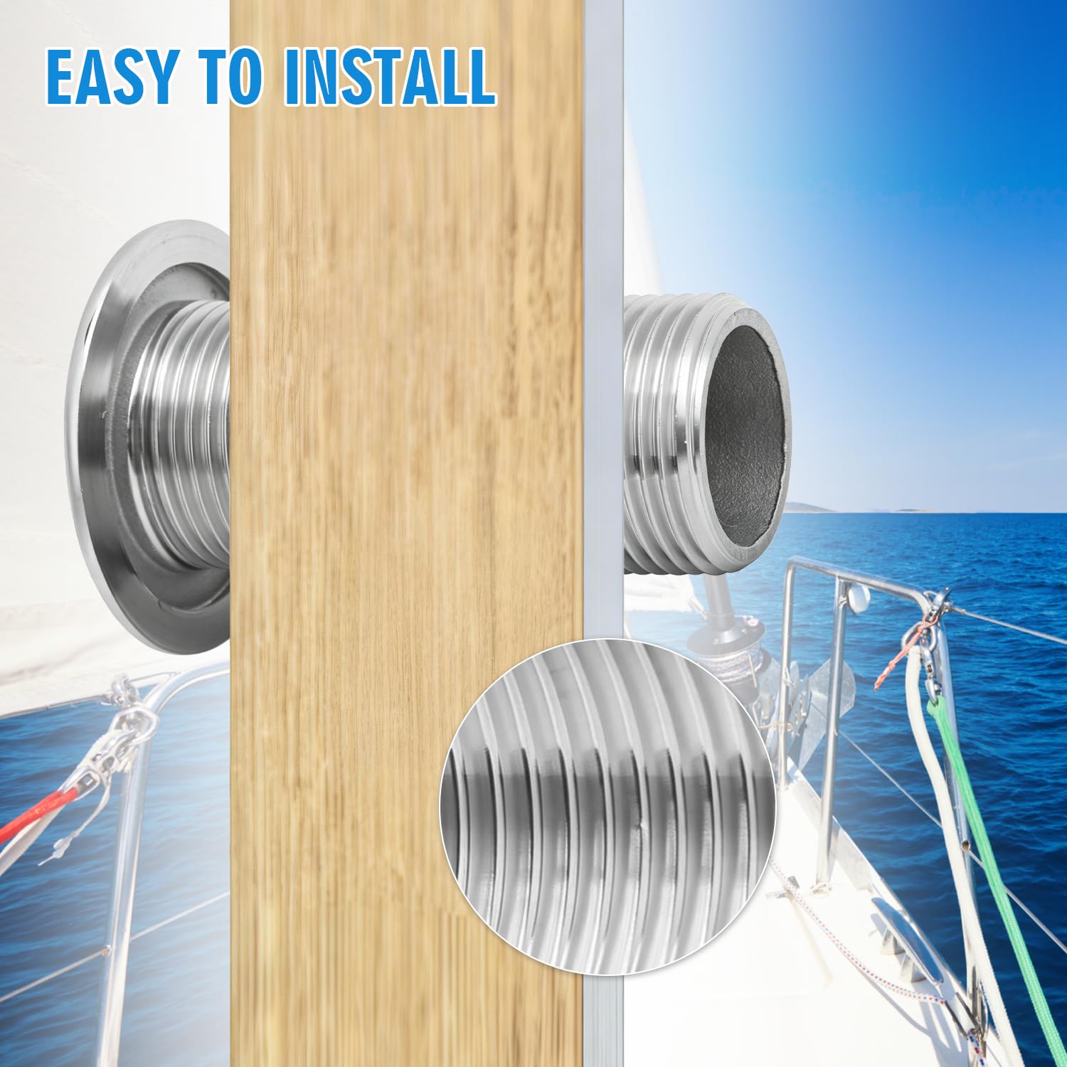 Raccord Droit Marin Travers la Coque 1" Longueur 79mm Acier Inoxydable 316 | Sortie de Vidange d'eau Tuyau de Vanne de Plomberie à Travers Le Connecteur Droit Fileté de Vidange pour Bateau,Yachts