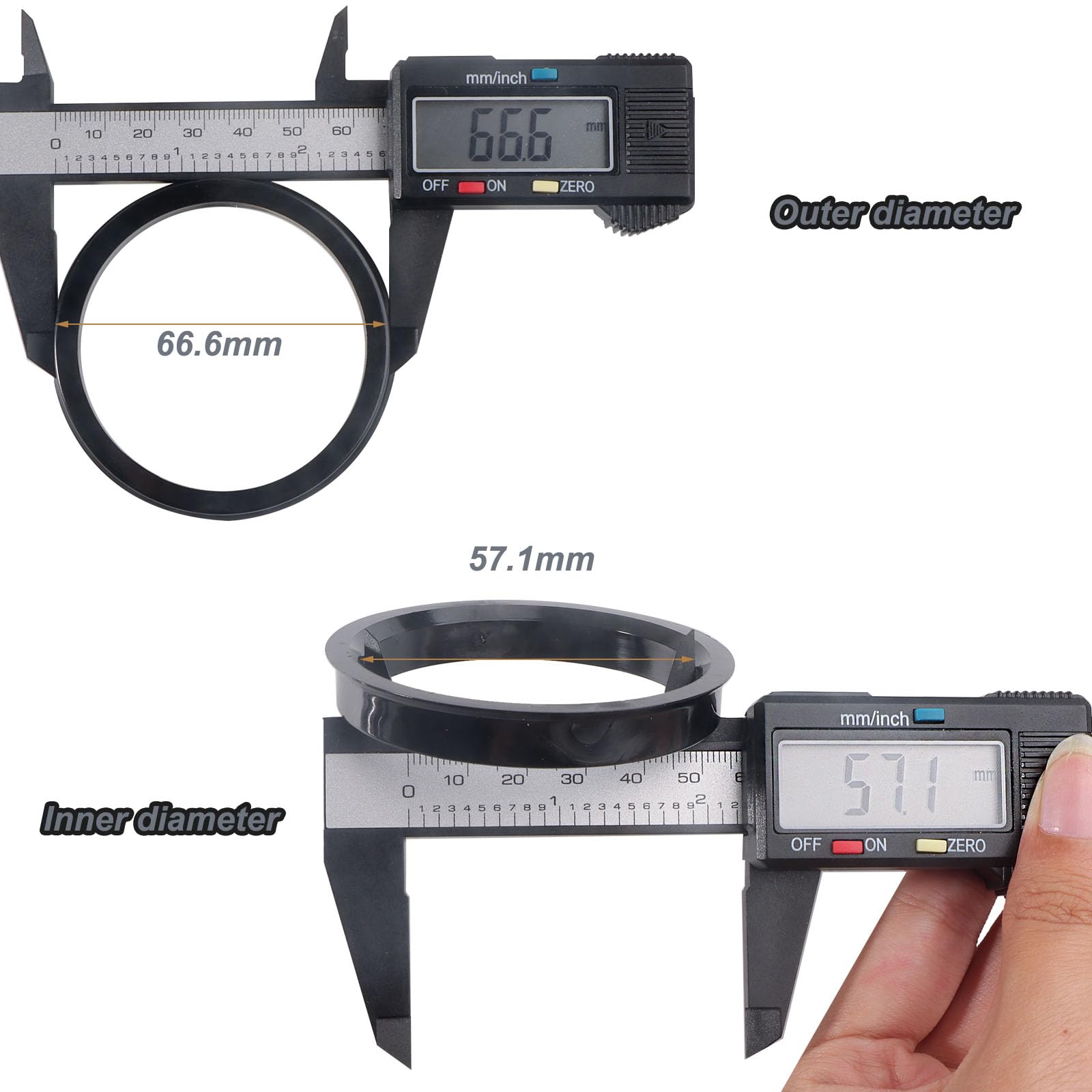 8 Anelli Di Centraggio 66.6-57.1mm | In Plastica | Universali Per Auto E Moto - Foto 10