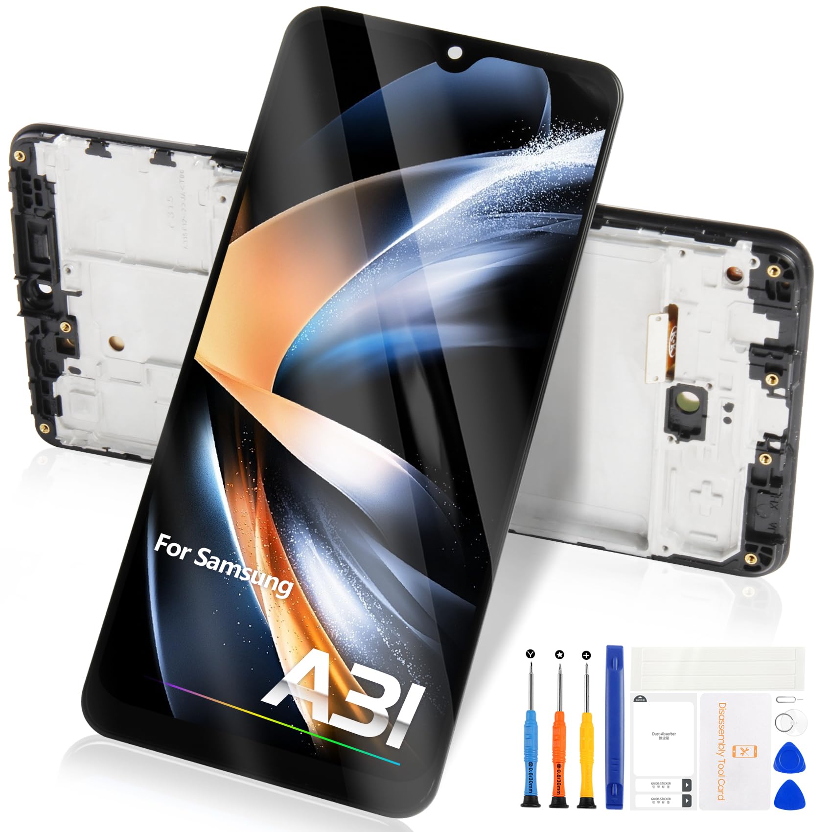 Schermo per Samsung Galaxy A31 LCD Display - per Galaxy A31 LCD Touch Screen Digitalizzatore SM-A315F A315F/DS A315G Vetro Pannello Full Assemblaggio Kits (Nero Con Cornice)
