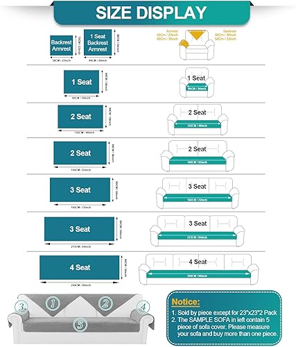Miniatura 8 de Turquoize Juego de 2 fundas antideslizantes para reposabrazos de sofá mullidas, lavables, gruesas, suaves, fundas protectoras para brazos de silla