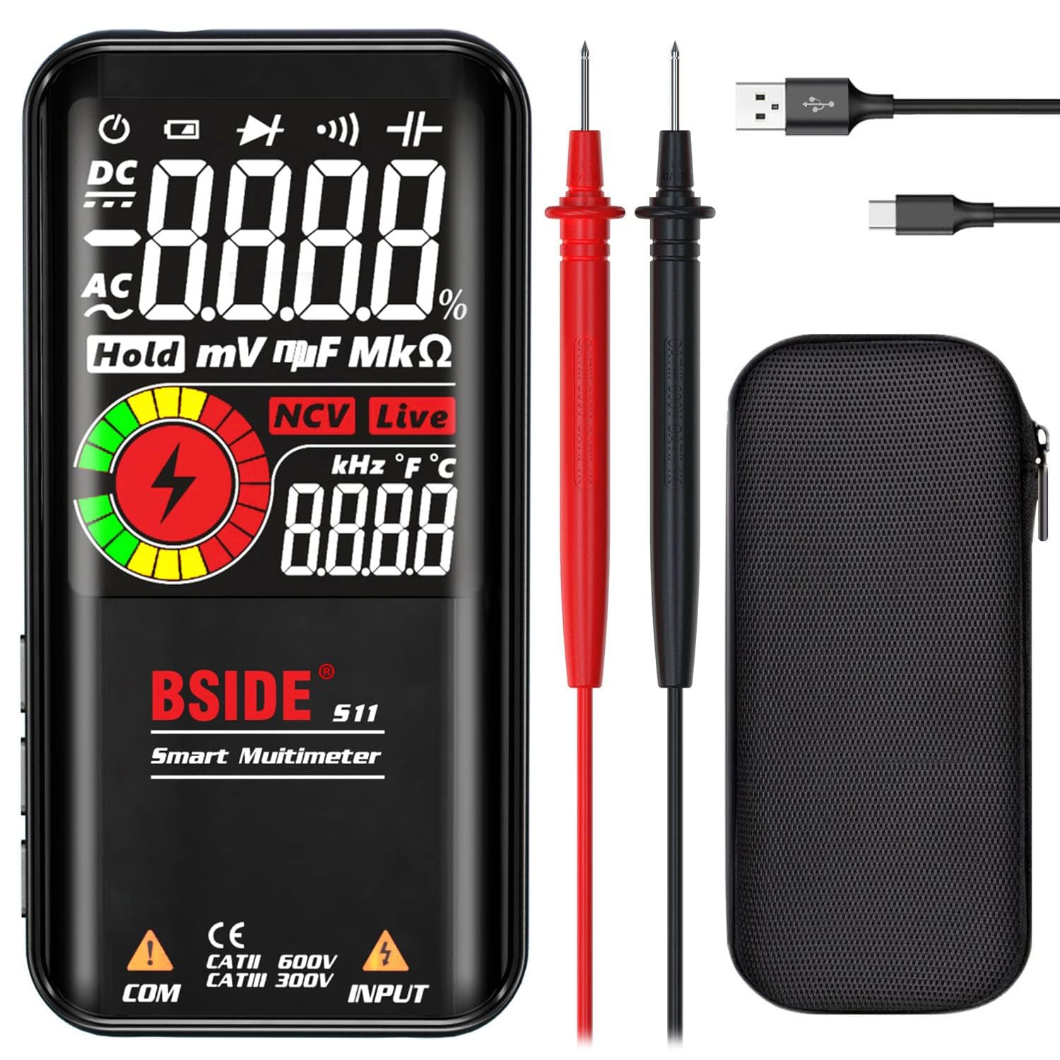 Sponsored Ad – NALACAL 9999 Counts Rechargeable Digital Multimeter, Color LCD Ohmmeter with 3 Results Display Auto Range Voltage Tester Rechargeable Multimeter Ohmmeter Cap Ohm Hz Diode Duty Cycle Voltage Tester