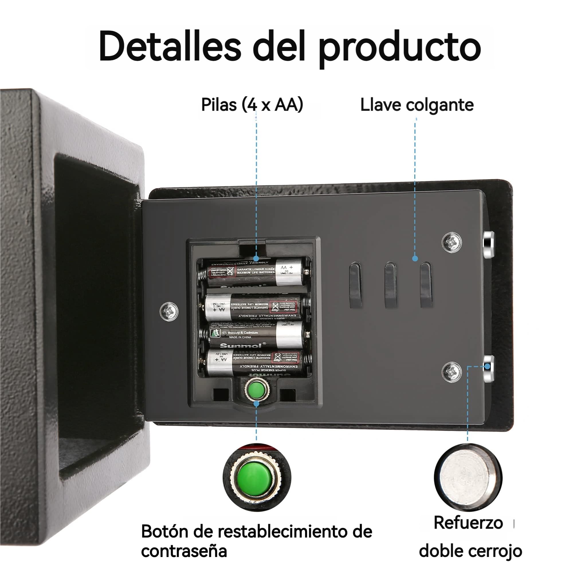 6,5L Caja Fuerte Compacta Ignífuga e Impermeable – Caja de Seguridad Electrónica con Doble Cerrojo de Acero, Revestimiento de Terciopelo y Llaves de Emergencia, 23 x 17 x 17 cm