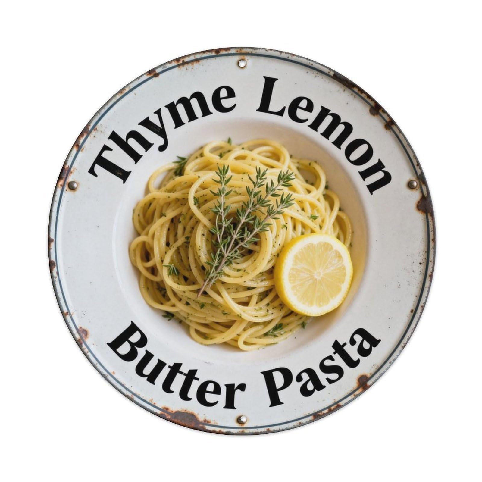 Thyme Lemon Butter Pasta Metal Tin Sign Plaque