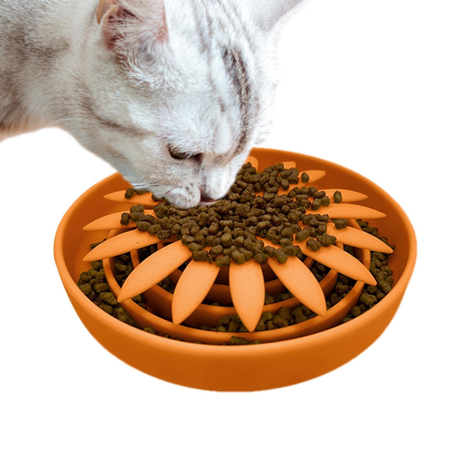 Comedero automático para Gatos， Comedero Lento for Perros - Antideslizante for y Otras Mascotas(Orange)