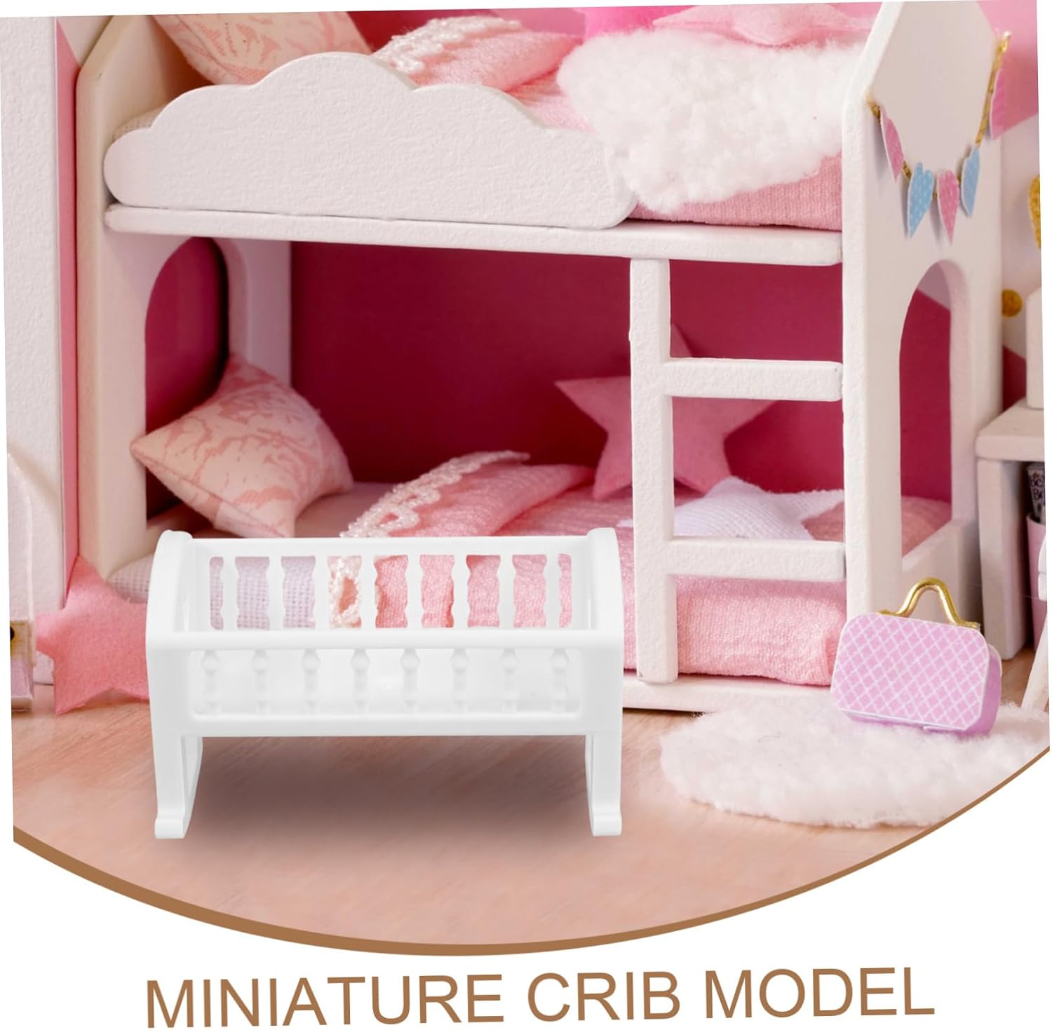 Toyvian Miniature Crib Model Dollhouse Furniture Lightweight Adorable Bed for Doll Scenes Photo Miniature Cradle for Dollhouse Enthusiasts