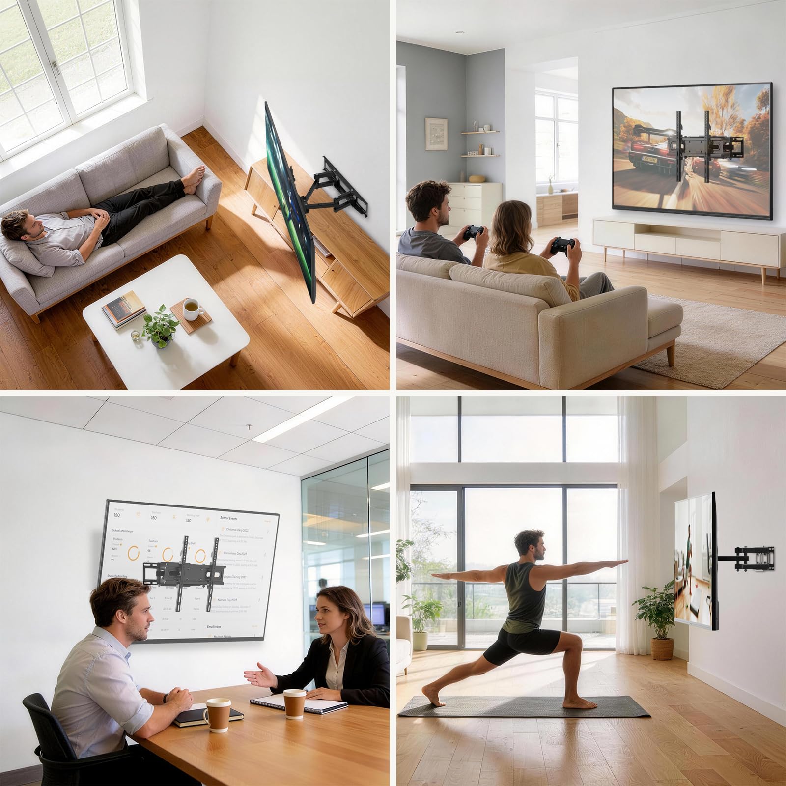 Support Mural TV, Support TV Mural Orientable et Inclinable pour Téléviseurs 32-70 Pouces jusqu'à 50kg, Fixation Murale TV pour Écrans Plats LCD LED, VESA Max 400x400mm