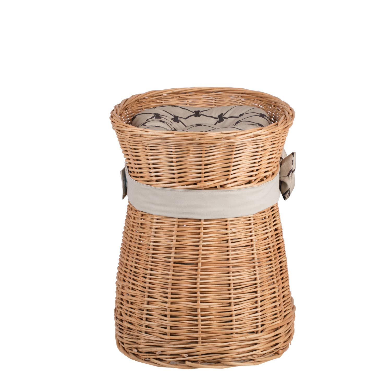 e-wicker24 Cuccia a 2 Piani per Gatti e Cani - Cesta in Vimini Fatta a Mano - Letto per Animali Interno Con 2 Morbidi Cuscini