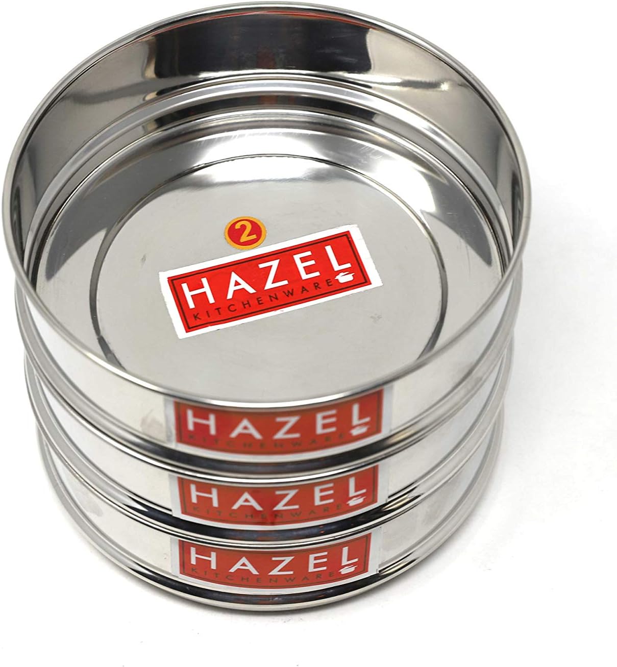 HAZEL Alfa Cooker Container | Cooker Vessel Set For 750 Ml I Set Of 3 With Glossy Finish Stainless Steel Utensil Set | Rice Cooker Dabbas, Stackable Cooker Separators, Silver, 8 Liter
