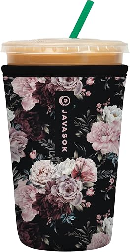 Sok It JavaSok Iced Coffee & Cold Soda Insulated Neoprene Cup Sleeve (Bloom at Night, Medium: 22-28oz)