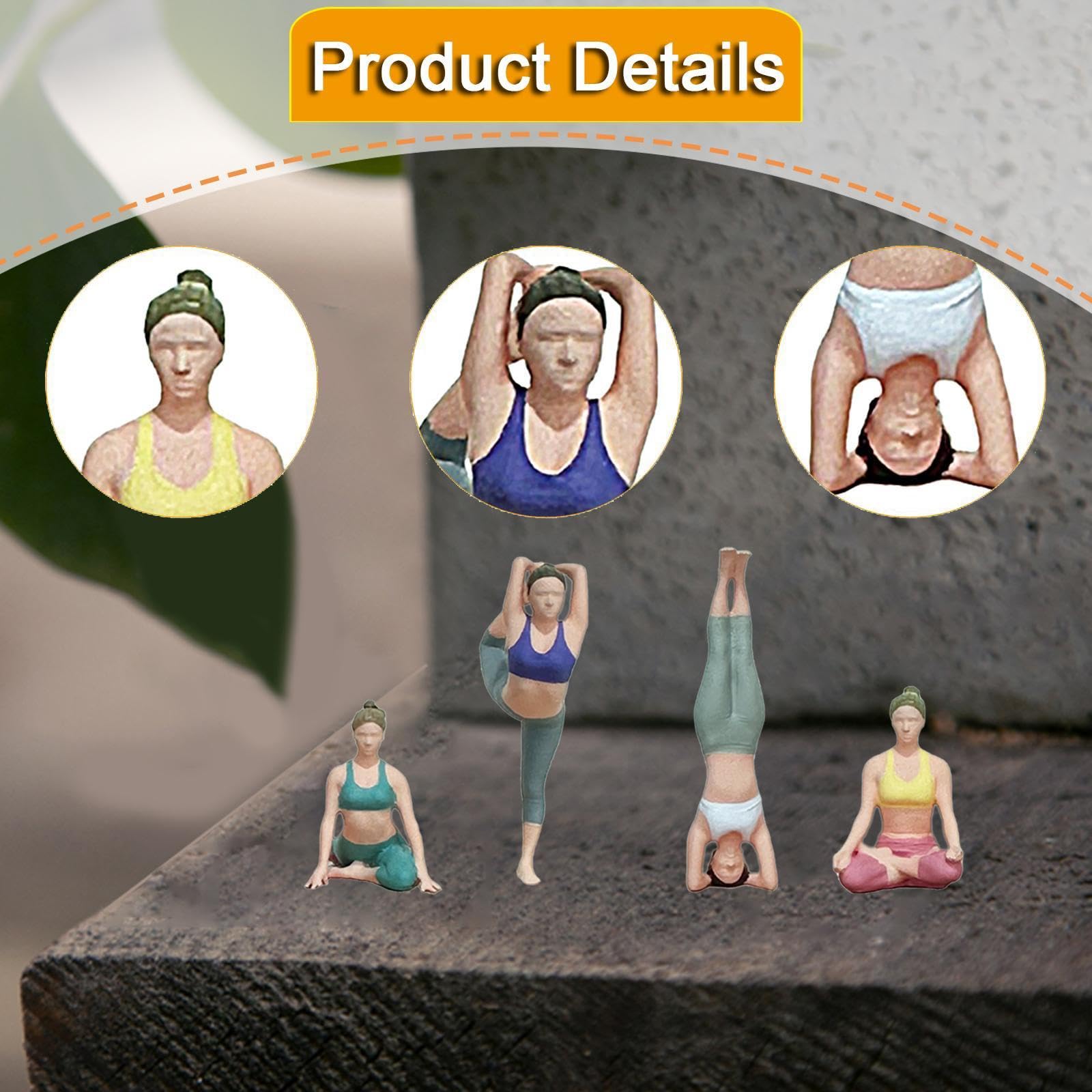 4 Figuras a Escala 1:64, Modelo de Diminutas, Mini Figuras de Meditación, Manualidades para Coleccionar.