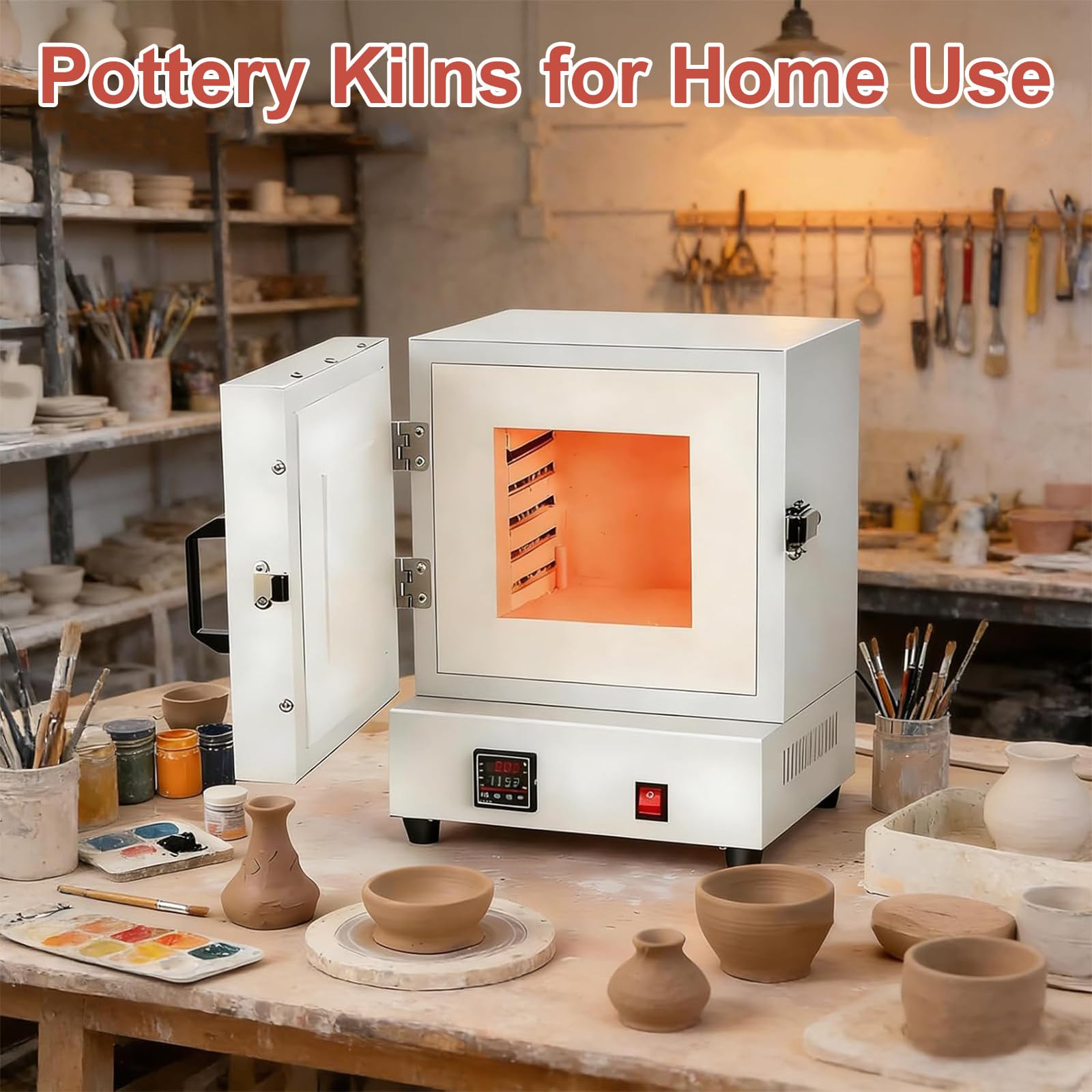 Forno Elettrico per Ceramica a Casa, Forno di Fusione da 2000W, Forni per Ceramica, Forno per Trattamento Termico a 1150℃ con Display Digitale Intelligente per La Creazione di Gioielli