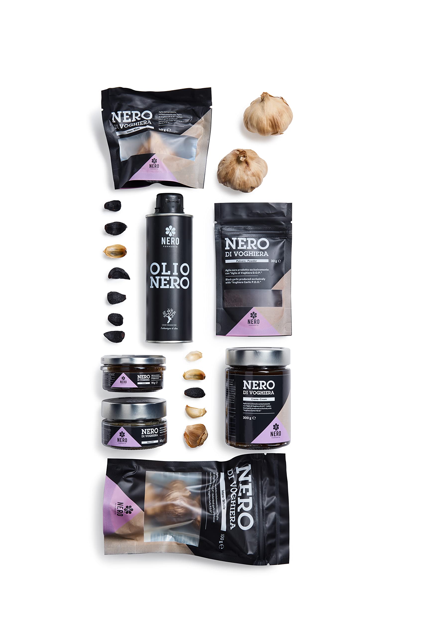 NERO FERMENTO Italian Black Garlic (from Voghiera, Italy), DOP Certification, 60-Day Aged, 4.23 oz (3-4 bulbs), Whole Fermented Black Garlic, Gourmet Superfood.