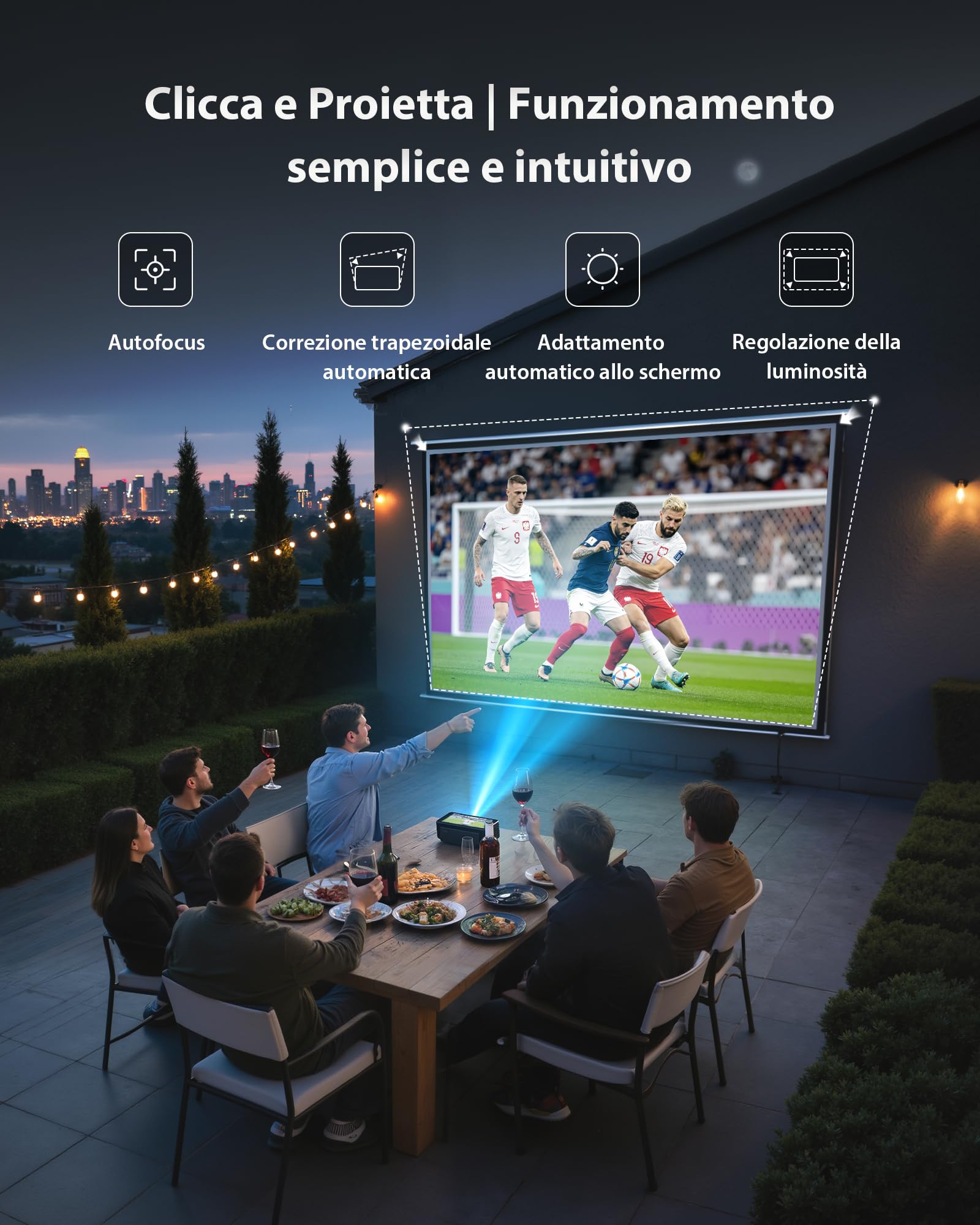 Estelle One Proiettore 4K con 64GB, Batteria Integrata, Android 12 | 5,99" Schermo Touch, Portatile Intelligente, Autofocus/Keystone, Download di App e Rotazione di 90° - Nero