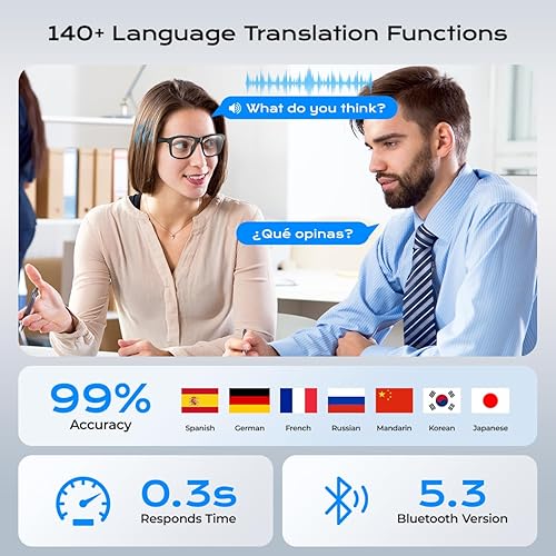 Miniatura 2 de Lentes inteligentes AI, lentes Bluetooth con traducción en línea de más de 140 idiomas, lentes fotocrómicas, micrófono y altavoces integrados, lente