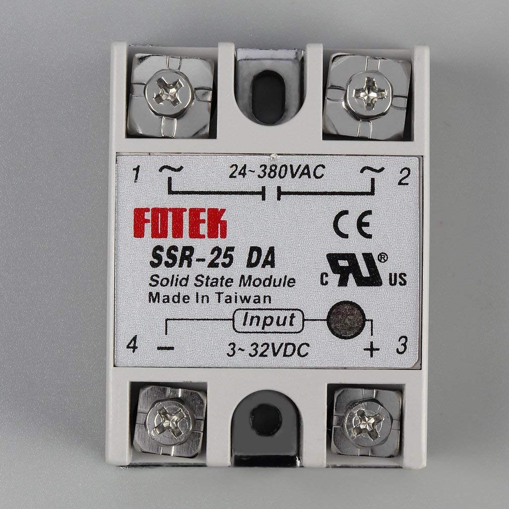 Artshu Modulo relè a stato solido SSR-25DA 25A/250V 3-32V DC Ingresso 24-380VAC Uscita