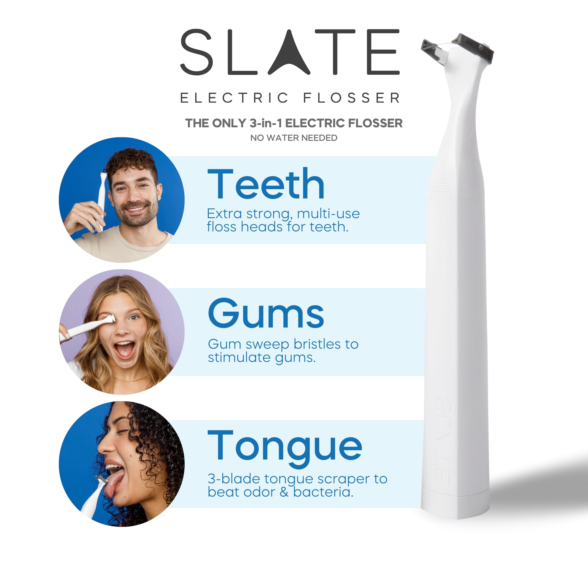 Electric Flosser Gum Stimulator, Tongue Scraper/Cleaner