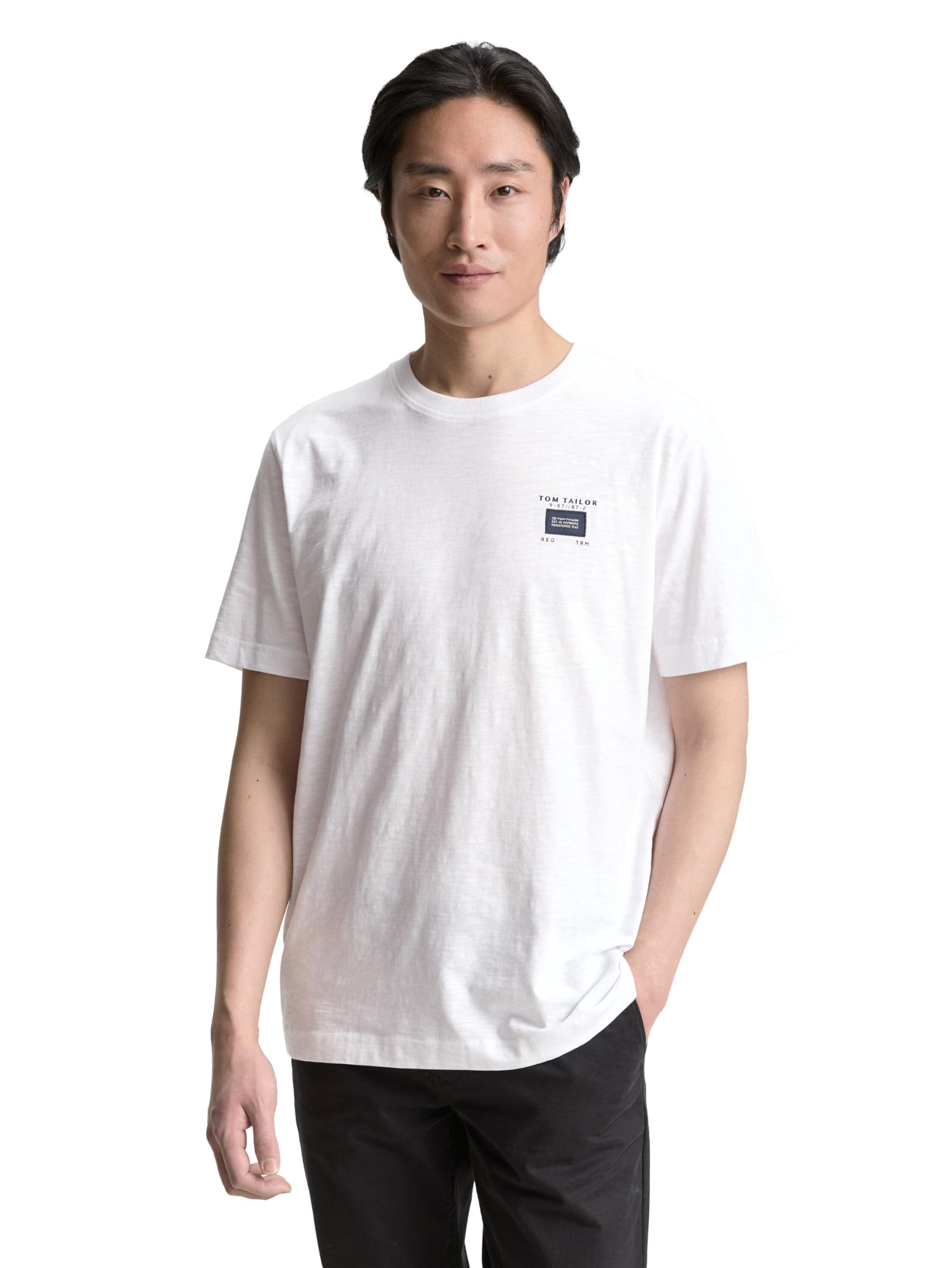 TOM TAILOR Herren Basic T-Shirt in Melange-Optik